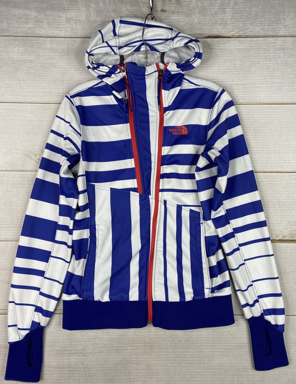 The North Face Hoodie Women XS Stripe Full Zip Thumb Holes Sweatshirt Jacket
